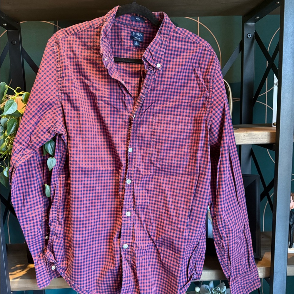 J. Crew Men's Red Checkered Shirt